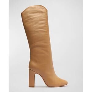 Schutz Gabrielle Up Knee High Boot Honeycomb Leather Block Heel 10